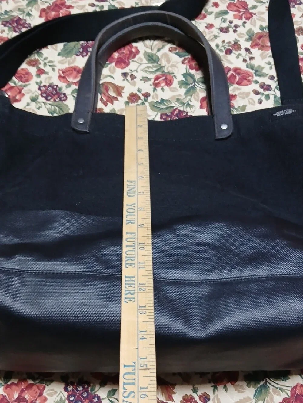 Jack Spade Warren Street Tote Bag Canvas with Black Leather Trim